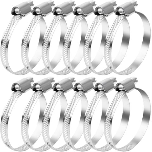 YFLeomry 12 fascette stringitubo in acciaio inox 40-60 mm, set di fascette stringitubo di alta qualità in acciaio inox, morsetti universali per acqua, aria, tubi del carburante