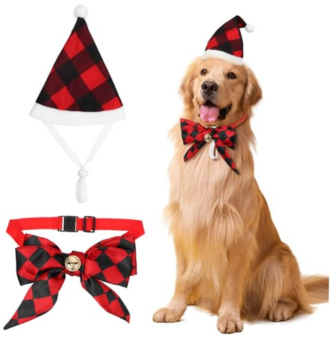 ibasenice Weihnachtsmütze Für Hunde Und Katzen Mit Fliege Festlichem Hut Und Bezauberndem Outfit Aus Weichem Polyester Festliche Stimmung