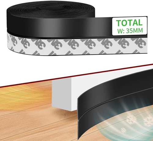 Isolation porte d’entrée – bande d’étanchéité silicone noir autocollant, bas de porte anti-courant d’air, joint de porte/fenêtre, 35MM pour jeux jusqu’à 20MM