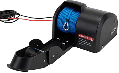 Verricello elettrico per ancora TRAC Outdoors Pontoon 35-G3 | Dotato di un motore ad ingranaggi interamente in acciaio, 12 V CC ad alta efficienza e 100 piedi di cima di ancoraggio a doppia treccia p