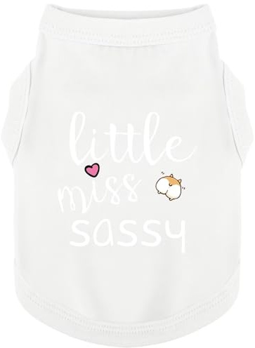 Paiaite Hundebekleidung, modisch, ärmellos, mit Aufdruck Little Miss Sassy, Baumwolle, ideal für kleine, mittelgroße und große Rassen, sorgt für Komfort und Atmungsaktivität, Weiß, Größe S