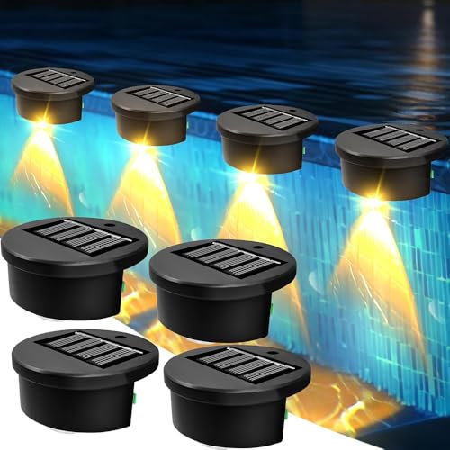 BIZOI 4 Piezas Lámparas Solares Flotantes para Piscinas, Luces Solares para Piscina, Iluminación LED para Estanques, para Decorar Piscinas, Terraza, Escaleras, Estanques, Jardines(Blanco Cálido)