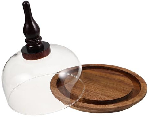 Zerodeko Holzsockel Tortenständer Mit Glasglocke Serviertablett Mit Deckel Für Desserts Kuchen Und Brot Stabiler Präsentierständer Für Feiern Und Familienmahle