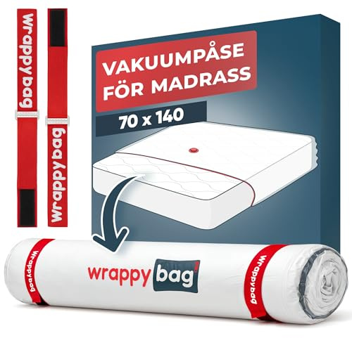 Wrappybag Vakuumbeutel für Matratzen - Matratzenhülle Umzug 70x140 | Vakuumbeutel mit doppeltem Verschluss und luftdichtem Ventil - Volumen bis 80% reduziert, 2 Clips enthalten