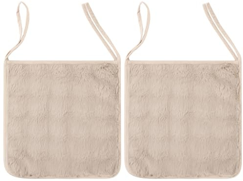LY4U Pack of 2 Chair Pads - 45x45cm Premium Soft Plush Fleece Seat Pad with Non-slip Back & Adjustable Straps - Warm Comfort for Dining, Office, Wheelchair