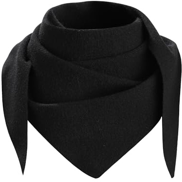 Ufgin Knit Triangle Scarf for Women Y2k Head Scarf Warm Crochet Hair Bandana Winter Triangle Shawl(Black)