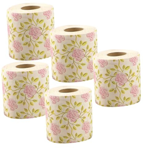 LOLIPPYY Carta Igienica in Bambù Stampata Rosa 5 Pezzi per Hotel e Casa Decorativa e Creativa