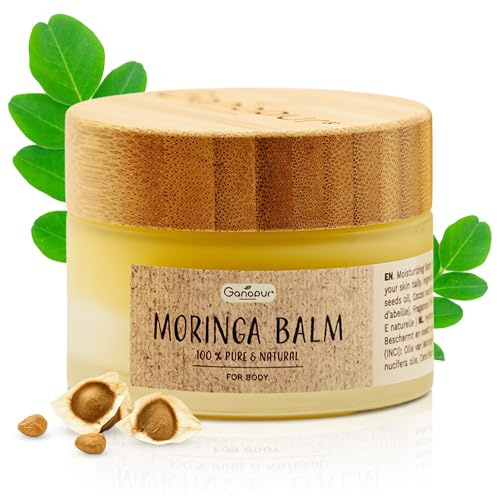 Moringa Hautbalsam mit Moringa-Öl, 100% natürlich – Für Gesicht, Hände, Füße & Körper – Feuchtigkeitsspendend, regenerierend & Anti-Aging – Mit Vitaminen A, C & E – 50 g – Ganopur