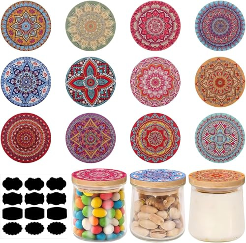 Uiifan 12 Pcs Yogurt Jar Lids Compatible with Oui Yogurt Jars, 3.3 Inches