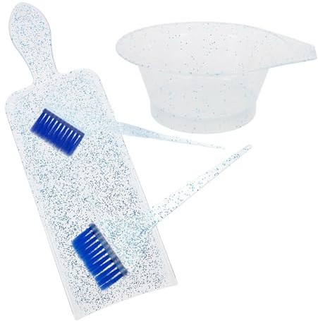 LOLIPPYY Translucent Blue Hair Dye Bowl and Brush Set Salon Supplies Hair Color Mixing Kit with Dual-function Soft Brush and Comb Material Suitable for Home and Professional Use