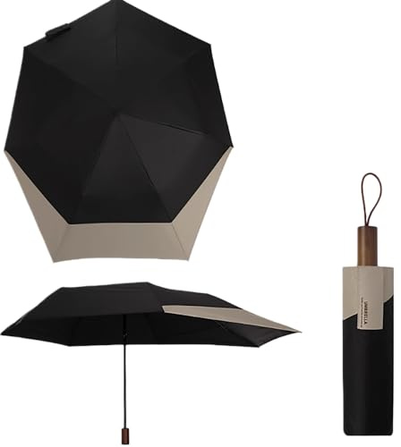 Golf Paraguas Plegable de Viaje con Cola de Golondrina Alargada, Apertura/Cierre por Deslizamiento ,Diseño Sin Botón, Protección UV,UPF 50+ ,Lluvia/Sol, Portátil Compacto,7 Varillas, Hombres/Mujeres