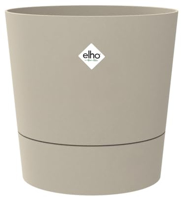 Elho FOSS Rond 30cm - Maceteros Decorativos Interior & Exterior - 100% Plástico Reciclado - Ø 29.5 x H 29.1 - Mushroom Beige
