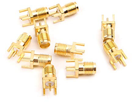 RWAJZAX Lot de 10 connecteurs à souder SMA femelle, montage sur circuit imprimé, connecteur HF, adaptateur droit, câble banane, connecteur, vis, étain à souder, haut-parleur, seau, adaptateur femelle