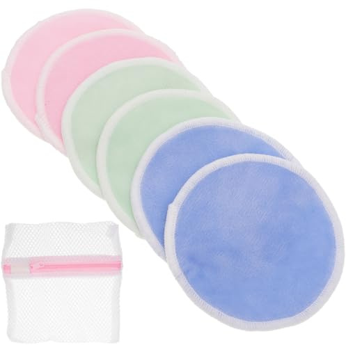 minkissy Set 7 Pezzi Tamponi Struccanti Riutilizzabili in Materiale di Bambù, Pad Lavabili per Viso Delicato, Assorbenti Ecologici per Rimozione Make-Up e Pulizia Quotidiana