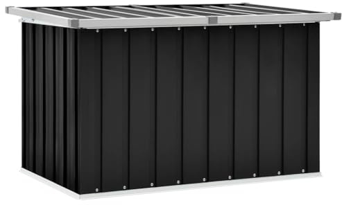 Ordellia Caja de jardín antracita de acero galvanizado, 109 x 67 x 65 cm, caja de almacenamiento para jardín, terraza, balcón, caja de cojín con tapa, resistente a la intemperie, impermeable, 0,31 m3
