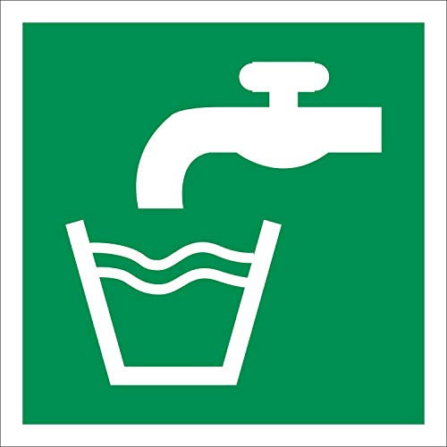 Trinkwasser Rettungszeichen Rettungswegschild Aufkleber Nachleuchtend ASR A1.3 150 x 150 mm