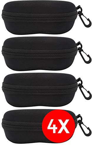 TBOC Brillenetui Hartschale für Gürtel - [Pack 4 Einheiten] Lesebrille Sonnenbrille Sportbrille Groß Modern Leicht Design mit Haken zum Umhängen mit reißverschluss Auto Tasche Damen Herren Kinder