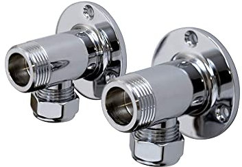 ENKI P10 Backplate Wall Elbows Exposed Pipes Thermostatic Bar Mixer Shower Valve, Shower Fixing Kit, Surface Mounted Pipework Fittings