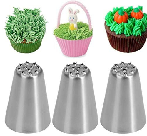 3PCS Stainless Steel Grass Icing Piping Nozzles Cupcake Mousse Cake Decorating Tips Kitchen Baking Cake Tools Kit