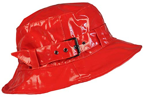 TOUTACOO, Gorro para la Lluvia en Vinilo, Sombrero Impermeable (05- Rojo Liso)