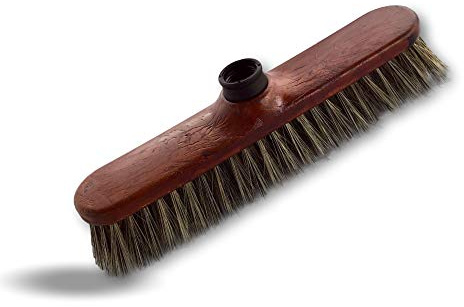Kibros Balai ménage Droit Soie Grise 40 mm Monture Bois Verni sans Manche | Garnissage soie grise synthétique 40 mm, longueur 30 cm, monture composite bois verni, douille vissante, parquet appartement.