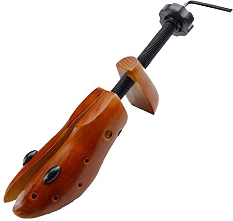Hellery Schuhspanner Schuhdehner Damen Herren Einstellbare Schraubspanner Holz Aufsätze Schuhbaum Schuhweiter - L(42-46)-Braun
