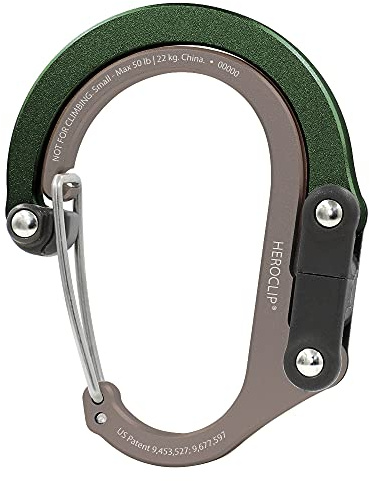 HEROCLIP Small - Carabiner Clip and Hook, Bag, Purse, Backpack Hanger, Baby Pushchair Hook, Keyring Carabiner and Multifunction for Camping, Fishing, Hiking Or Travel, Hang Anything, Anywhere