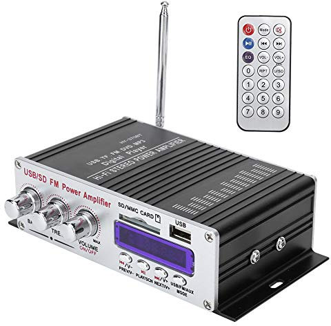 Mini Power Amplifier, Home Bluetooth Power Amplifier, HIFI Stereo Car FM Audio Digital Player with Remote Control for Car, Motorcycles, MP3, MP4, Homes, Computers