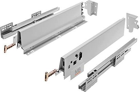 GTV - Modern Box Schublade I L=300mm H=83 mm I Grau I Leises Schließen I Belastung bis zu 40 kg I Einfache Installation I Synchronisation des Fahrweges der Führungen I PB-D-KPL300A