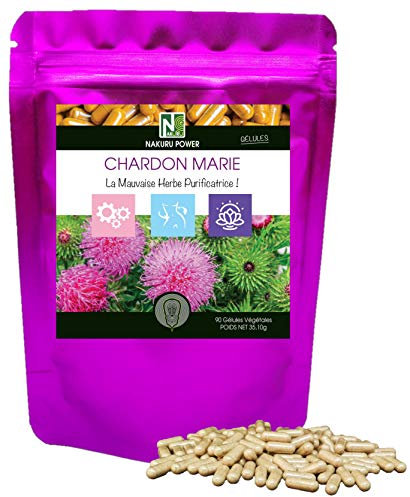 NAKURU | Chardon Marie | Gamme Power | Fabriqué en France | La Mauvaise Herbe Purificatrice! | (90 Gélules de 390mg / Poids Net: 35,10g)