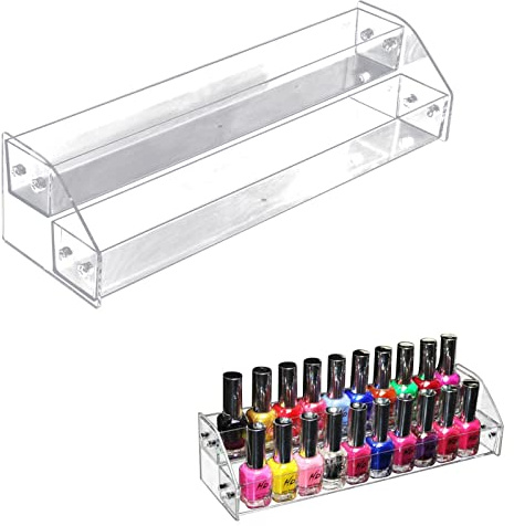 Nail Polish Organizer,2 Tier Clear Acrylic Nail Polish Holder,Trapezoid Nail Polish Display Rack Storage Rack,Storage Display Holder Table Stand,for Nail Polish Essential Oil Makeup
