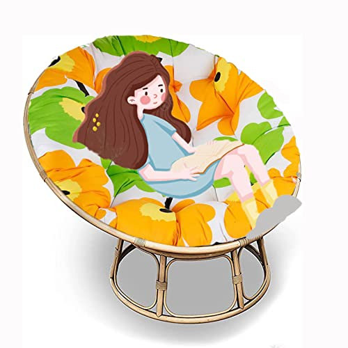 Runde Papasan Sessel Stuhl Auflage Papasan-Kissen für Drehsessel Korbsessel Balkonstuhl【Stuhl Nicht Enthalten】 (P13 Ø105cm/41.3 in)