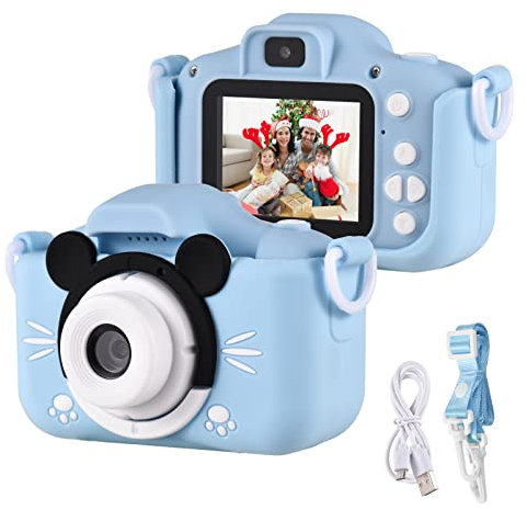 Andoer Cámara Digital, 1080P 2,0 Pulgadas Camara Fotos Infantil, con Correa, Regalos Ideales para Niños de 3-10 Años, Azul ratón
