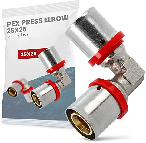 Winkelverbinder PEX-Pressfittings 25 x 25 Heizung Sanitärsysteme Messing Stahl EPDM O-Ringe Perfekte Dichtigkeit Heizungs- Sanitär- Trinkwasserinstallation