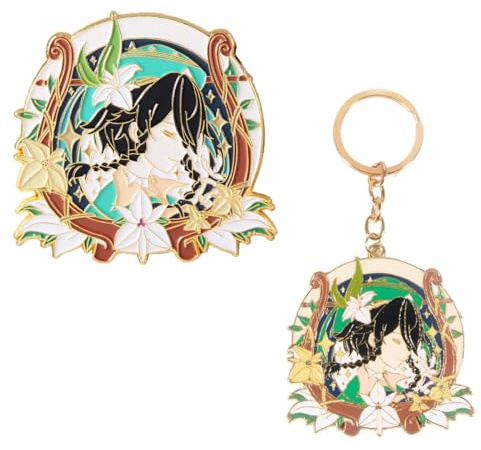 TopLucky Genshin Impact Venti Brosche - 2 Zeichen Cosplay Emaille Anstecknadel - Geschenk für Fans - Grün, Emaille, Zinklegierung