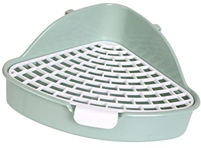 F Fityle Bac à litière pour Lapin avec Grille Pot Triangle Literie Boîte de Toilette d'angle pour Lapin Bac pour Animaux de Compagnie pour Petits Animaux Bunny, Vert
