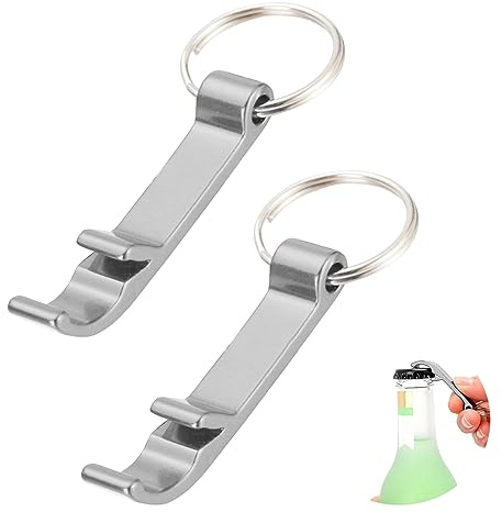 2 Stück Flaschenöffner Schlüsselanhänger,Aluminium Bieröffner Silber | Leichter Aluminium Flaschenöffner als Schlüsselanhänger, ideal für Camping, Partys, Karneval und den täglichen Gebrauch.