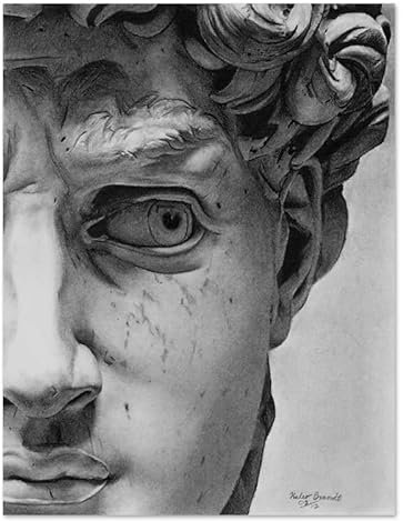 BBAUER David Scultura in Gesso Poster Pittura Astratta su Tela David Scultura in Gesso Stampe Arte Moderna della Parete per La Decorazione Domestica Immagini 50x70cmx2 Senza Cornice