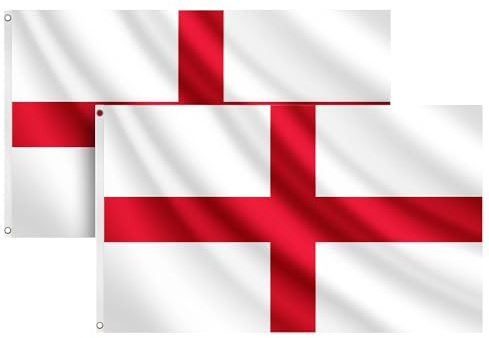 COCOSY 2 Stück England Fahne - 90 x 150 cm 100% Polyester England Flagge mit Messing-Ösen - Wetterfeste & Langlebige ENG England Flagge für Sport & Feierlichkeiten