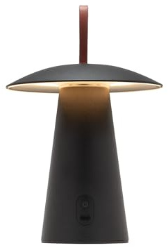 LUUK Studio Lampada da Tavolo LED Ricaricabile Senza fili a Forma di fungo, Controllo Tattile con Regolazione Continua, USB-C, IP54, Lampada Decorativa Moderna Interni, Camera da Letto, Esterni, Nero