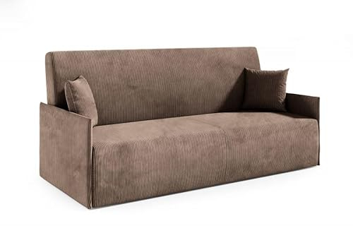 LIKMA Braun Ausziehbar 3 Sitzer Sofa Olita 197x93x85 cm Schlaffunktion Bettzeugbehälter Sofa mit Bettfunktion Schlafsofa Couchgarnitur Sofas & Couches Stoff Anafi 6