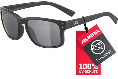 ALPINA KOSMIC – speglade och okrossbara solglasögon med 100% UV-skydd för vuxna, svart matt, en storlek