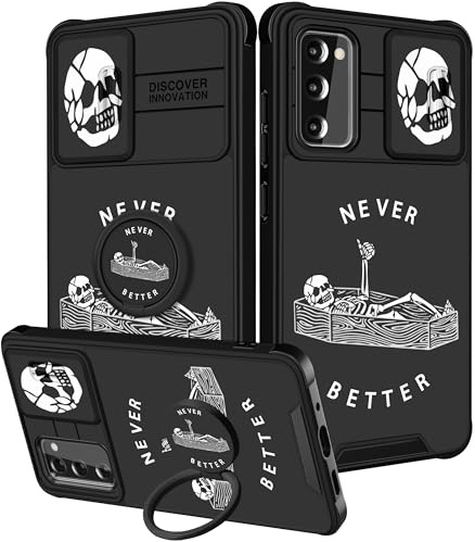 VincitoreModa for Samsung Galaxy S20 FE Case - [2in1] Women Girls Cute Skeleton Skull Phone Cover Ring Holder Stand Girly Teens Cool Aesthetic Slide Camera Cover Design for Samsung S20 FE Case 6.5