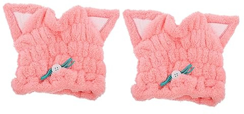 Baluue 2stücke Lovely Cat Ear Hair Drying Towel Wrap Ultra Absorbent Mikrofaserhaube Für Cartoon-design Frizz Und Haarbruch Für Duschen