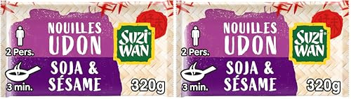 SUZI WAN Nouilles Précuites WOK Udon Soja Sésame (2x160g) (Lot de 2)
