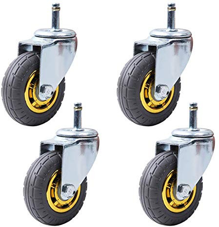HUJIEAAA 3-Zoll-Rollen für den Transport, universelle Hochleistungsräder für Möbel, Trolley-Räder mit Gummi, Ersatzräder für Transportrollen und Speisewagen, Schaft M11 x 35 mm, Tragkraft 2