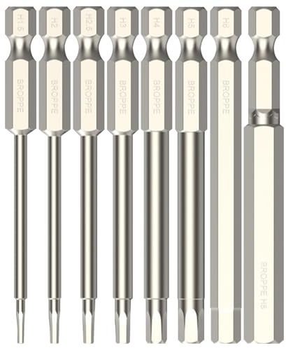 Rarapop 8Pcs Hex Head Allen Wrench Screwdriver Bit Set 1/4 Inch Hex Shank 3 Inch/75 mm Length S2 Steel with Magnetic for Power Screwdriver Drill Impact Driver (8Pcs 75mm)