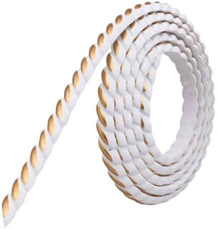 HOMSFOU Moldura Decorativa De Pared Autoadhesiva Flexible Pvc, Borde Para Azulejos, Tira Embellecedora Blanca Dorado 10 Mm x 5 M, Adecuado Para Esquinas y Marcos Decorativos