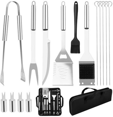 15Pcs Kit Barbecue,Set Barbecue Professionale In Acciaio Inox,Pratico Set Utensili Barbecue Attrezzi Con Borsa Portatile,Set Barbecue Accessori Regalo Uomo Cortile Campeggio All'aperto Cucina Picnic
