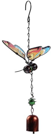 GORGECRAFT Carillon à Vent en Métal avec Insectes et Papillons 30cm Ornements Rustiques D'Extérieur en Fer et Verre Ornement Stéréo à Suspendre pour Jardin Cour Patio Intérieur d'arbre de Noël